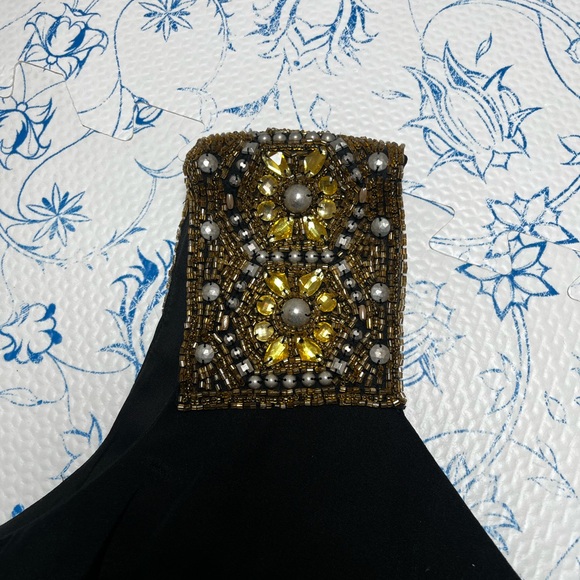 Marchesa Notte Formal one Shoulder Black Beaded Evening Gown Maxi Dress Size 8 - Picture 13 of 13